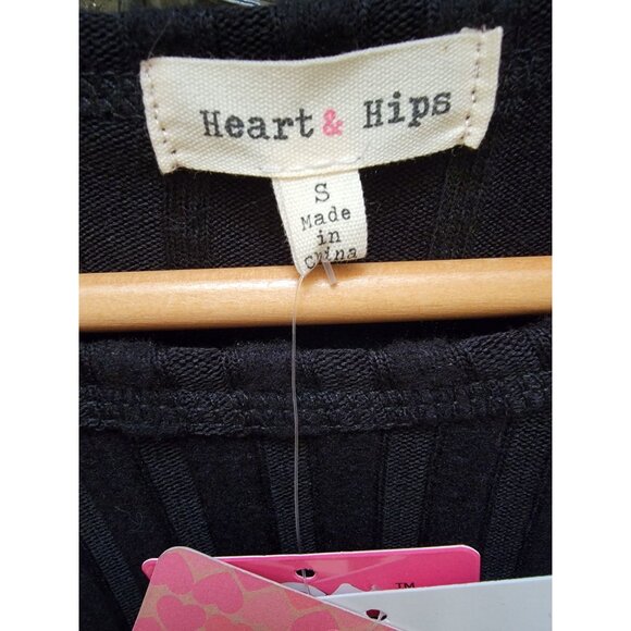 Heart & Hips Black Ribbed Long-Sleeve Knit Dress S Soft Stretchy - Picture 3 of 3